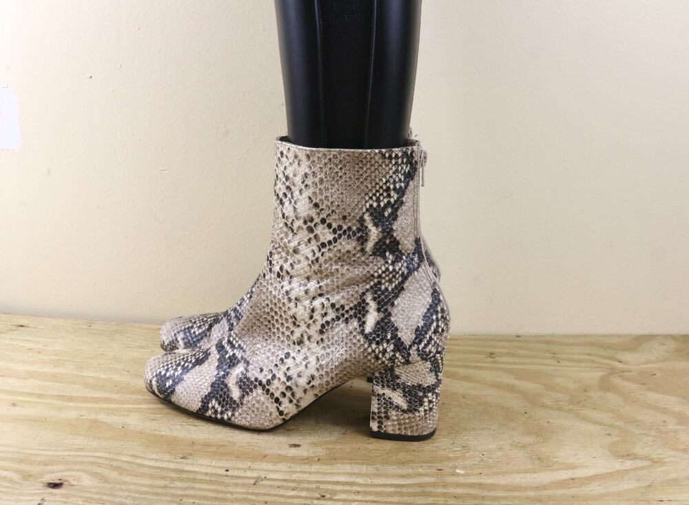 Free People Boots 10 Brown Snake Print Leather Cecile Ankle bootie Boho